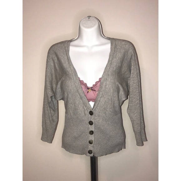 LOFT SMALL GREY V-NECK CARDIGAN TOP - Picture 1 of 5